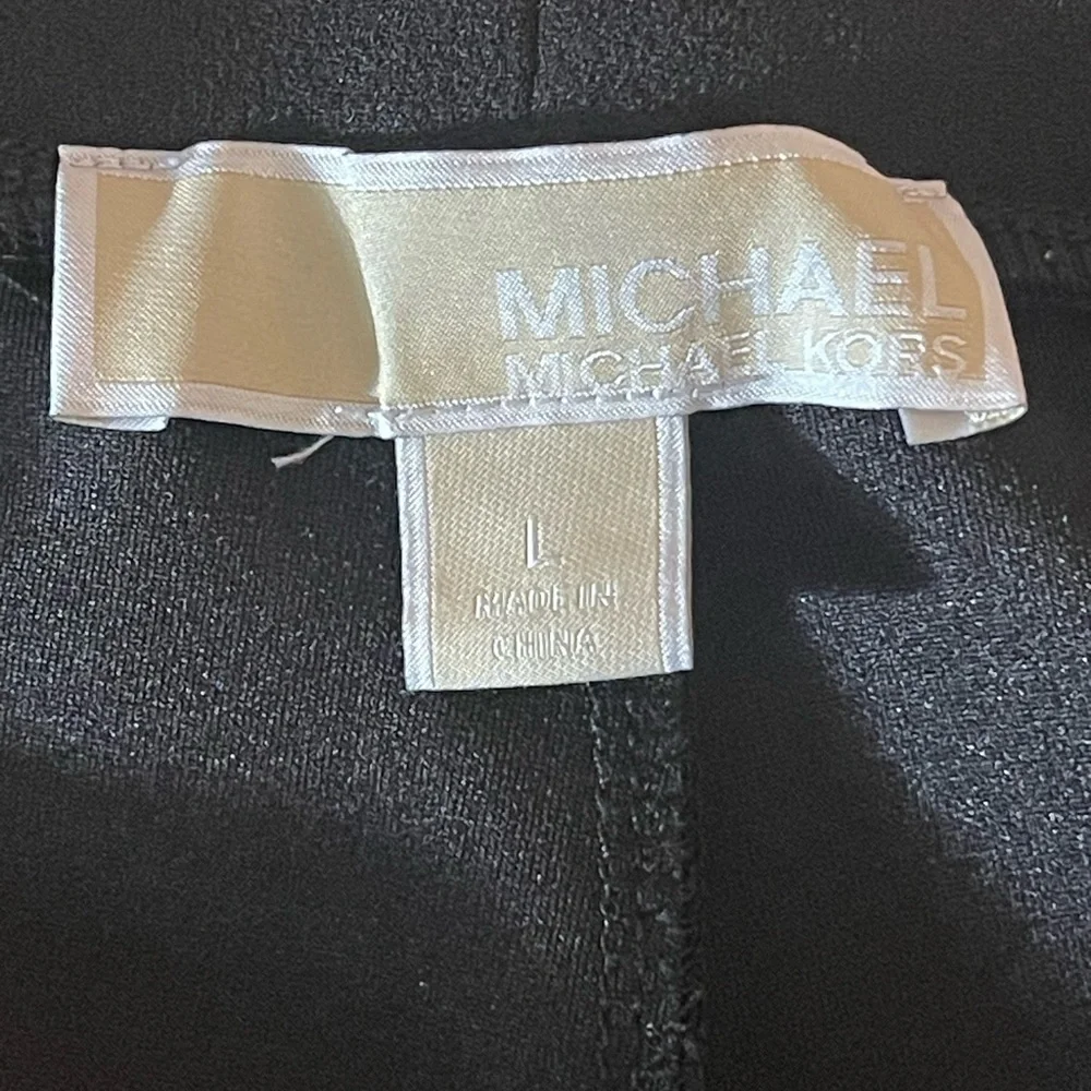 Michael Kors Black Tapered Pants Size L Elastic Waist 28” Inseam Career